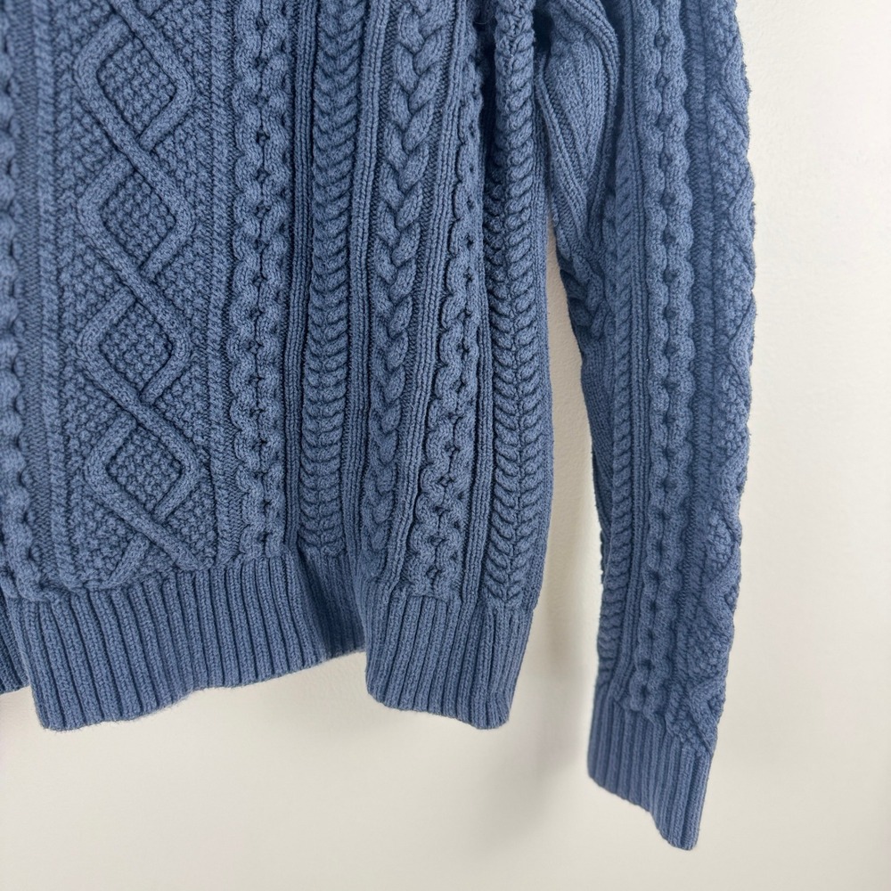 Amazon Essentials Navy Blue Chunky Cable Knit Crew Neck Sweater Size L Fisherman - Picture 13 of 13